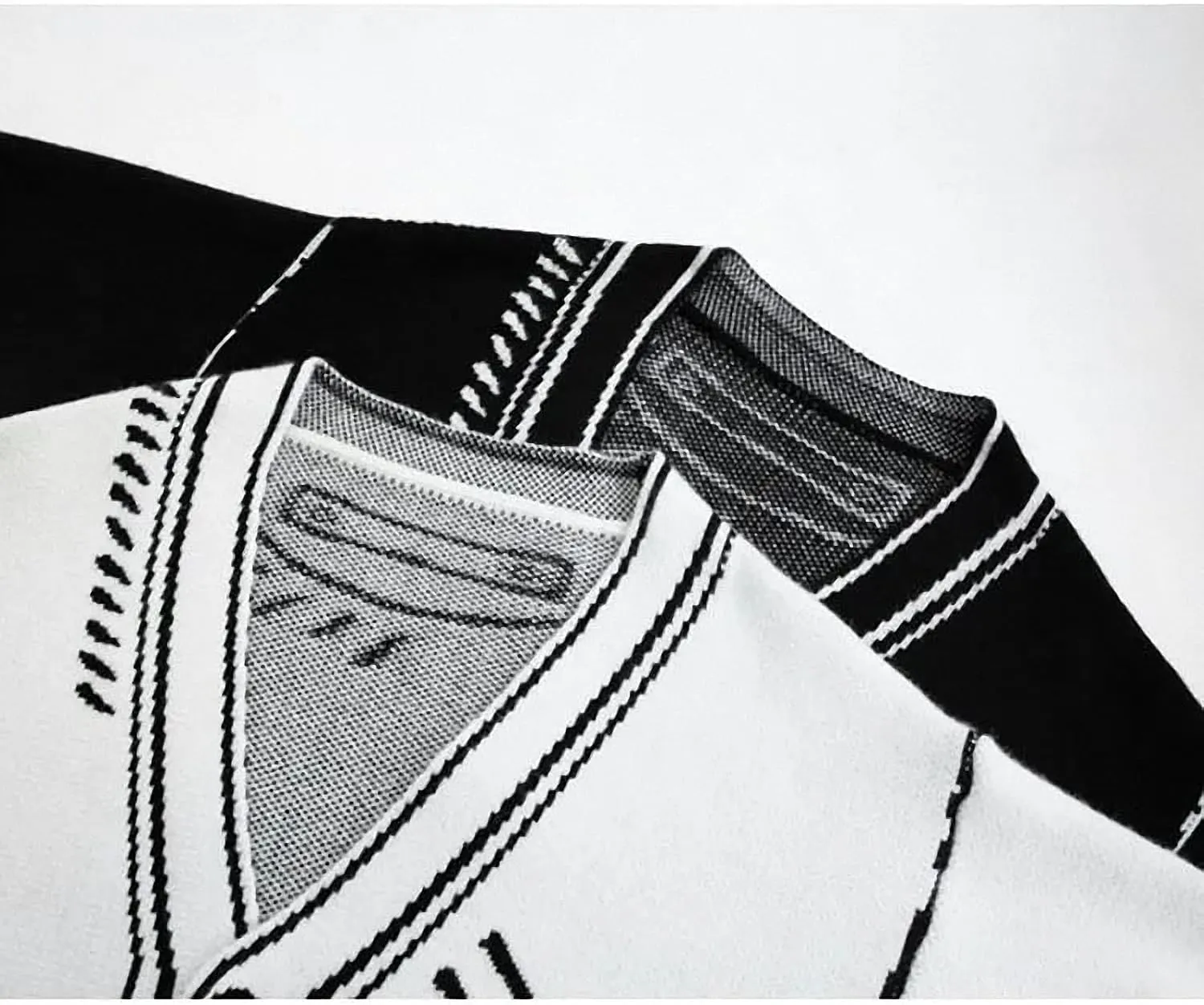 Women Print Graffiti Fake Pocket Long Sleeve Cardigan Sweater Loose Knitwear V-Neck Single Breasted Outerwear Coat