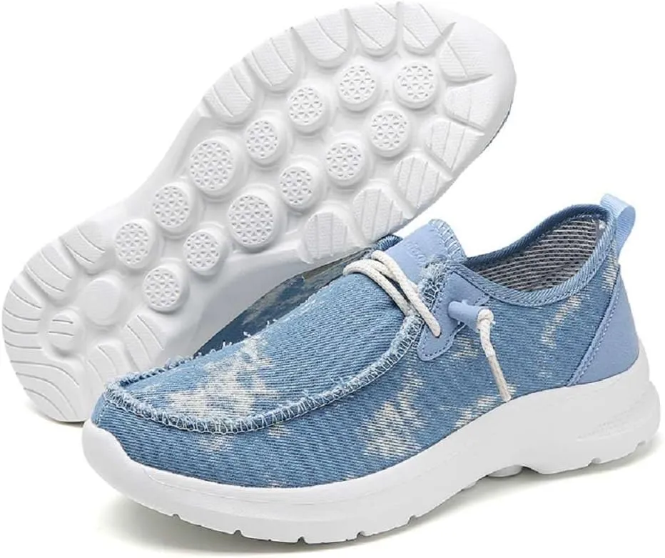 Women's Loafers Shoes Comfortable Round Toe Slip On Fashion Sneakers Breathable Lightweight Denim Walking Shoes Casual Driving Shoes for Women
