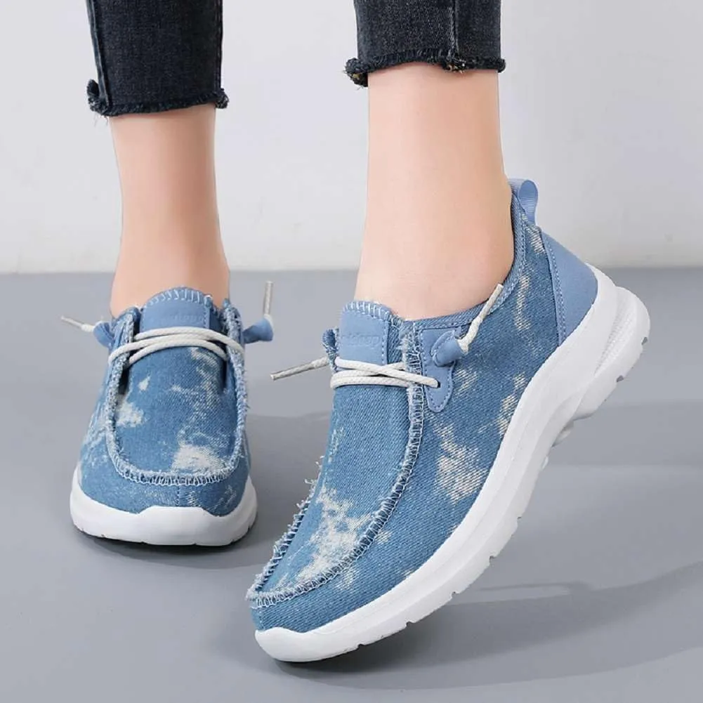 Women's Loafers Shoes Comfortable Round Toe Slip On Fashion Sneakers Breathable Lightweight Denim Walking Shoes Casual Driving Shoes for Women