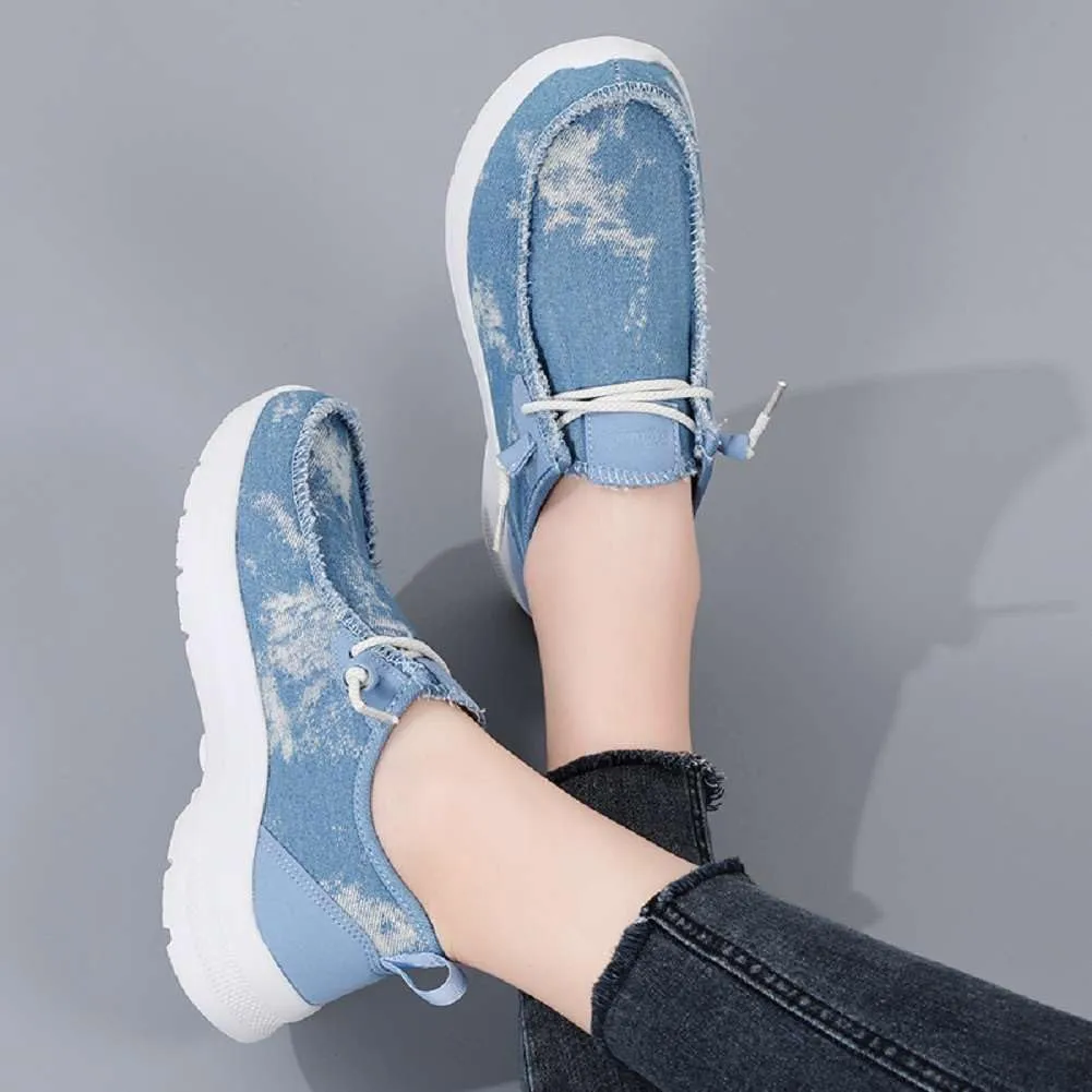 Women's Loafers Shoes Comfortable Round Toe Slip On Fashion Sneakers Breathable Lightweight Denim Walking Shoes Casual Driving Shoes for Women