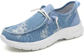 Women's Loafers Shoes Comfortable Round Toe Slip On Fashion Sneakers Breathable Lightweight Denim Walking Shoes Casual Driving Shoes for Women