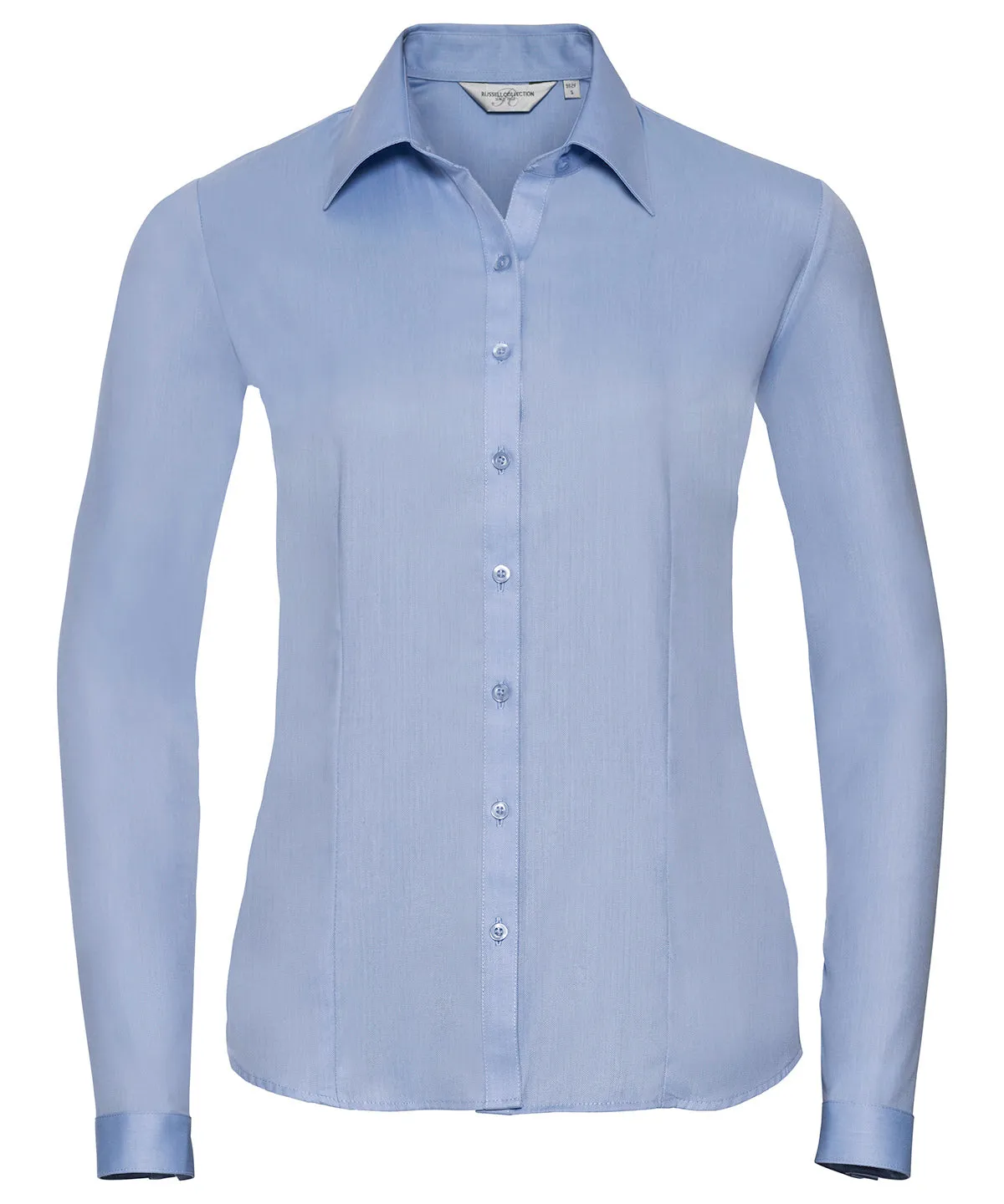 Womens long sleeve herringbone shirt | Light Blue