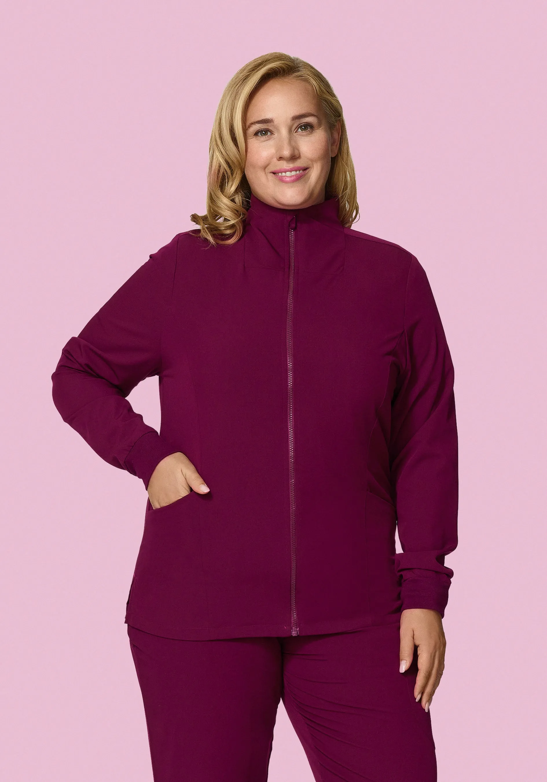 Women's Modern Scrub Jacket Sangria