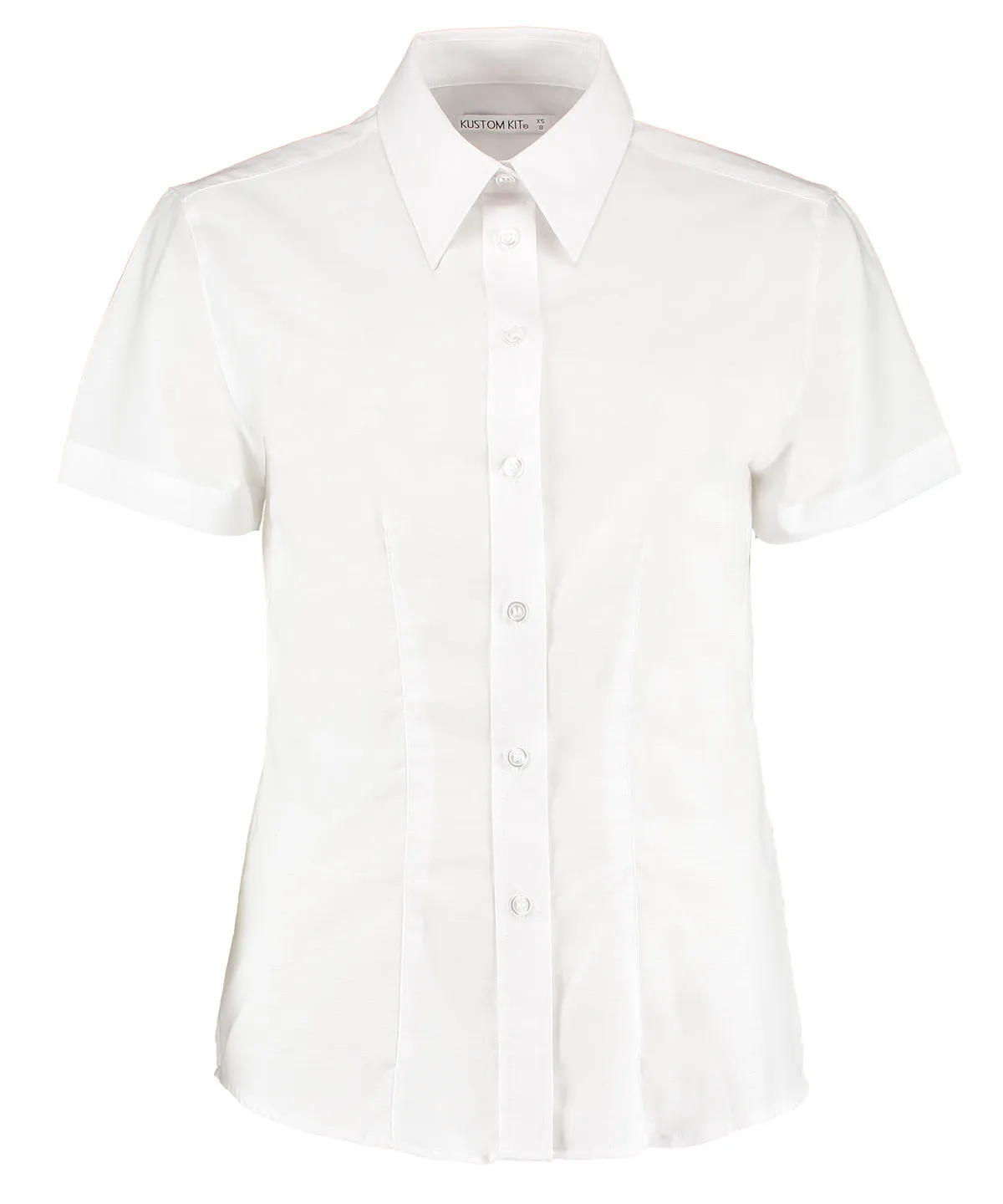 Womens workplace Oxford blouse short-sleeved (tailored fit) | White
