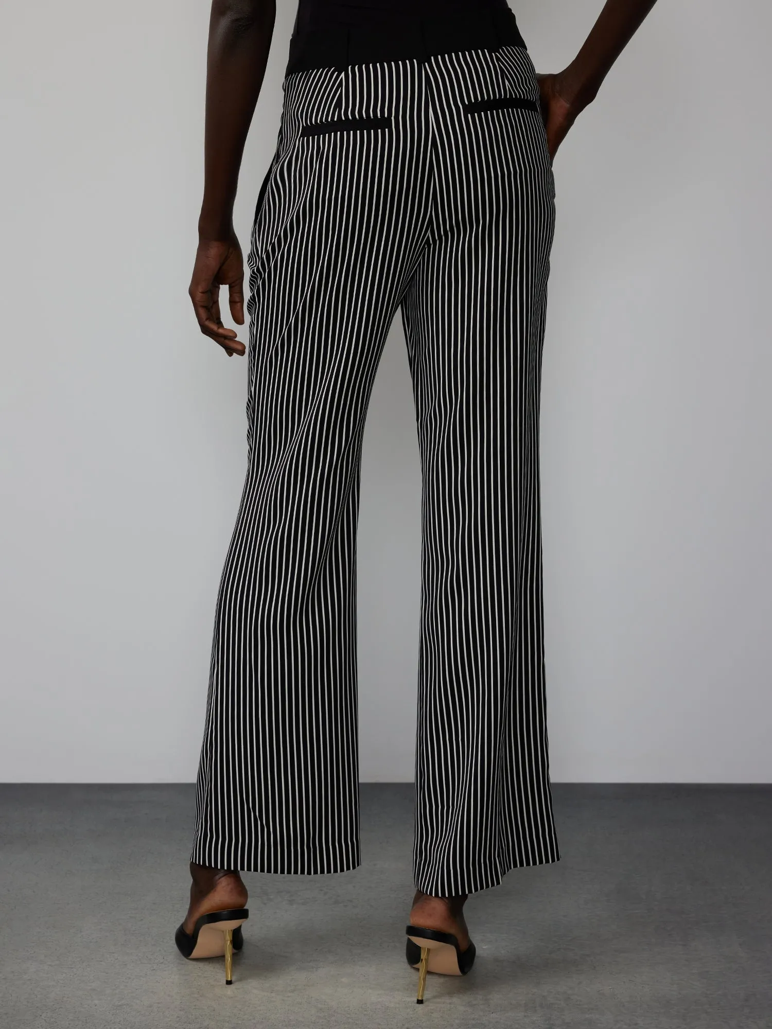 Yarn-Dyed Striped Wide Leg Pant