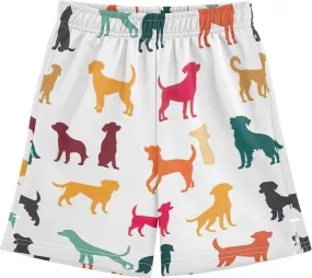 Youth Boy Shorts Colorful Dogs Cute Elastic Waist Athletic Lounge Shorts with Pockets Sports 7-15Y
