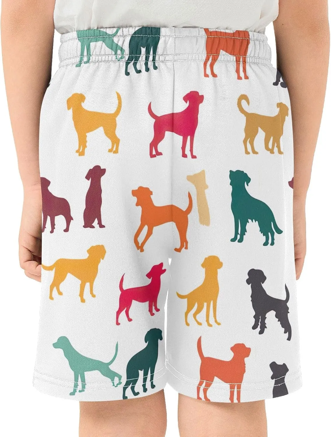 Youth Boy Shorts Colorful Dogs Cute Elastic Waist Athletic Lounge Shorts with Pockets Sports 7-15Y