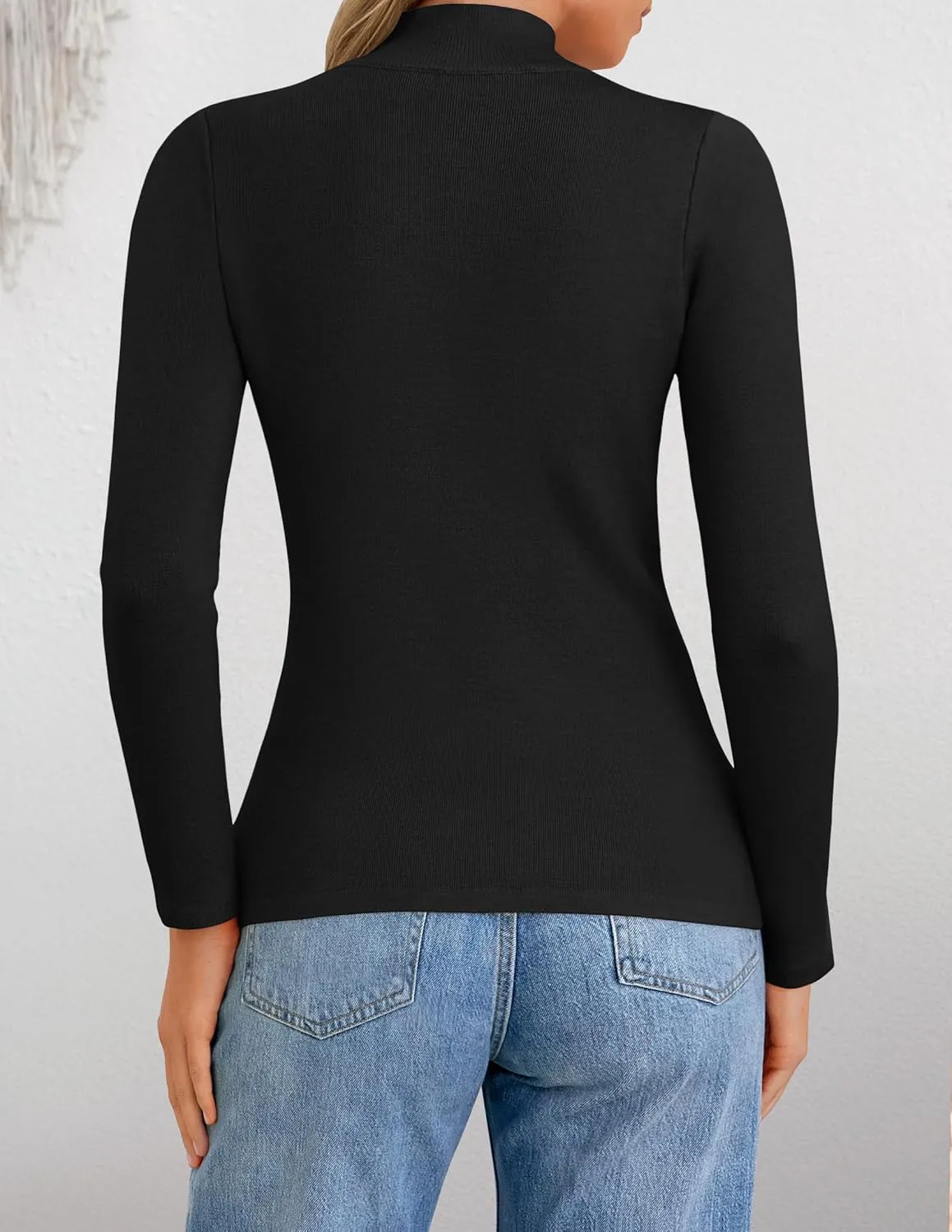ZESICA Women's Fleece Sherpa Lined Sweater Winter Thermal Shirts Long Sleeve Mock Neck Slim Fitted Pullover Tops