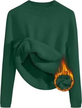 ZESICA Women's Fleece Sherpa Lined Sweater Winter Thermal Shirts Long Sleeve Mock Neck Slim Fitted Pullover Tops