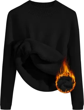 ZESICA Women's Fleece Sherpa Lined Sweater Winter Thermal Shirts Long Sleeve Mock Neck Slim Fitted Pullover Tops
