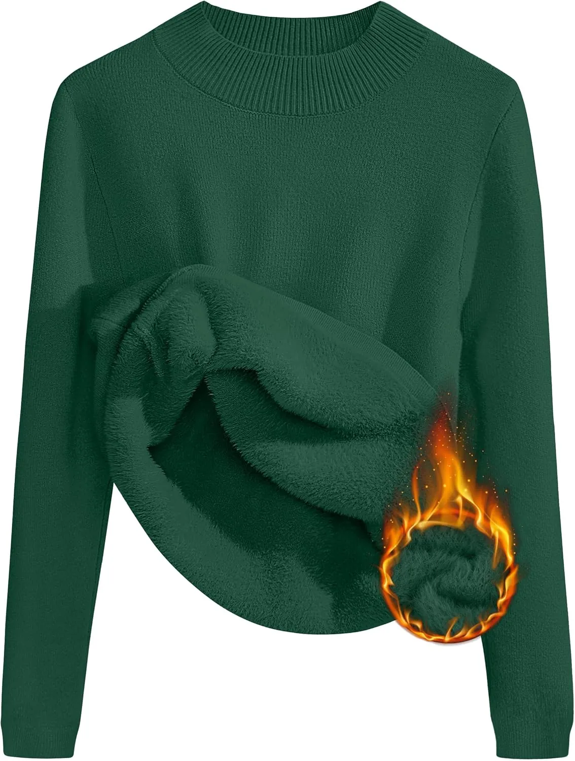 ZESICA Women's Fleece Sherpa Lined Sweater Winter Thermal Shirts Long Sleeve Mock Neck Slim Fitted Pullover Tops